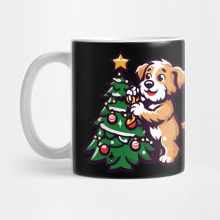 Dog Decorating Christmas Tree Mug